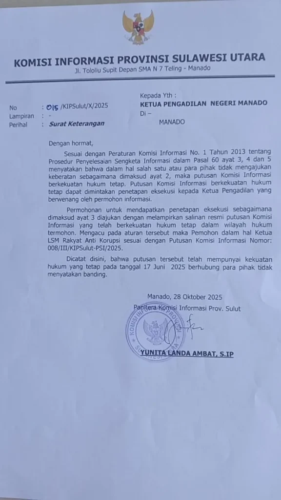 GAN Kawal Eksekusi Putusan KIP Terhadap Pertamina, Bank Mandiri, dan BSI 121 surat eksekusi KIP