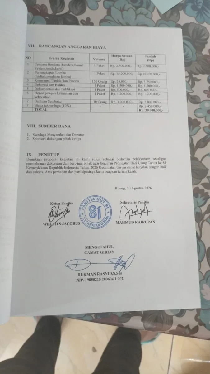 Memalukan! Proposal Kegiatan HUT RI Senilai 30 Juta Beredar Bebas di Perusahan Perusahan 166 9ad01275 190f 4974 b428 42c3af056834