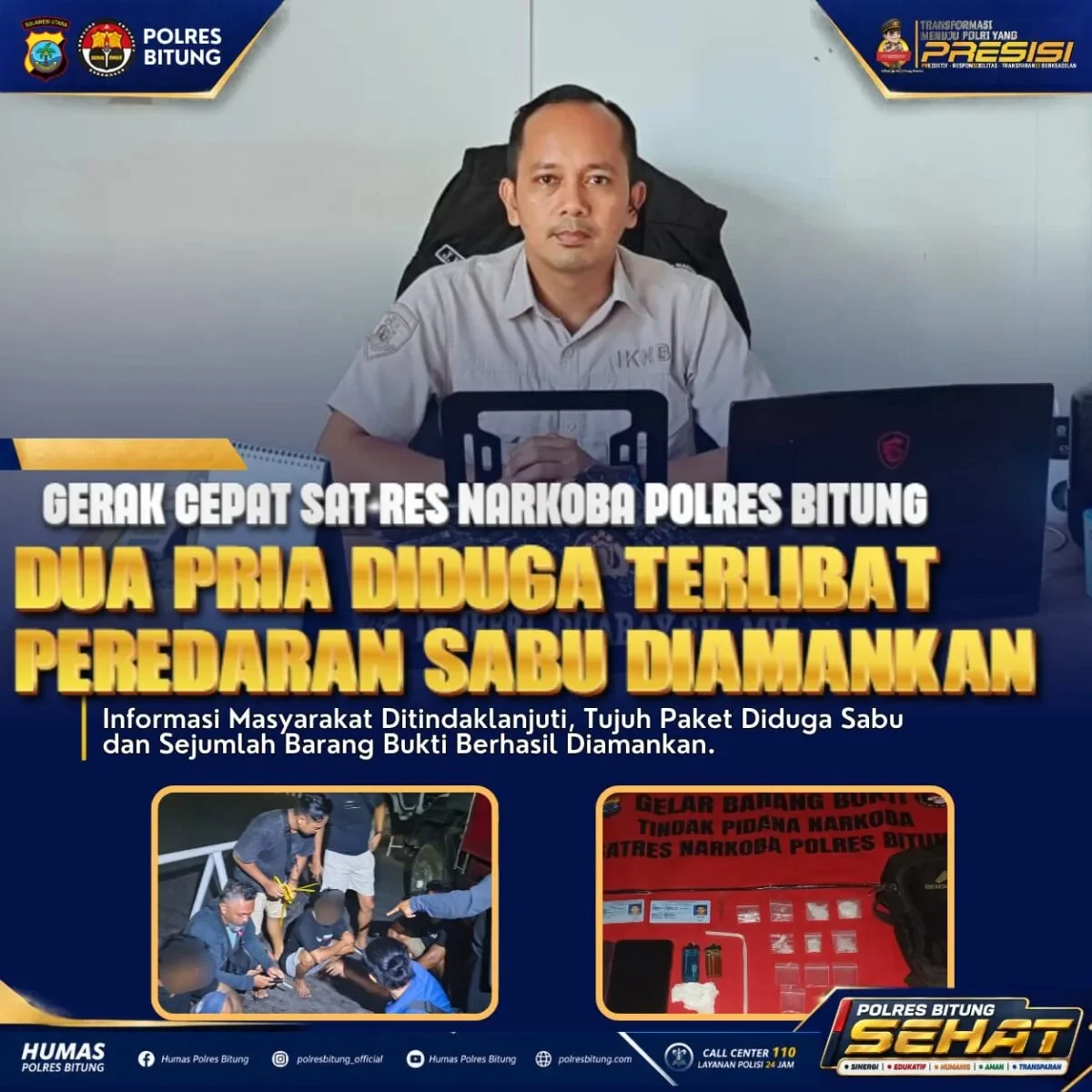 Dua Pria Diamankan, Tujuh Paket Diduga Sabu Disita Polres Bitung 164 IMG 20260929 WA0012