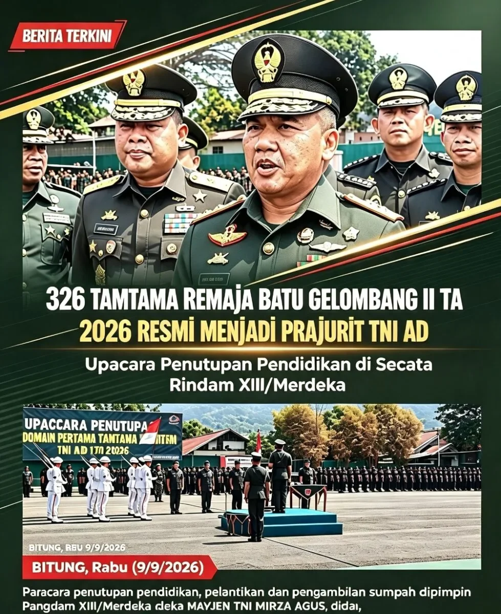 326 Tamtama Remaja Dilantik, Pangdam Tegaskan Penerimaan TNI AD Gratis 166 Screenshot 2026 09 09 12 59 48 23 99c04817c0de5652397fc8b56c3b3817